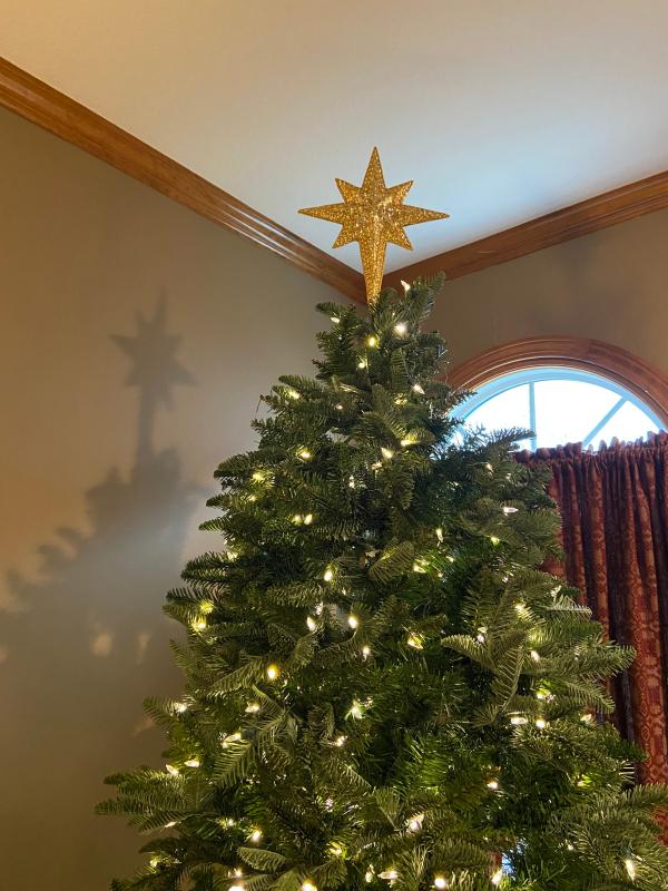 LAMPHOME Weihnachtsbaumspitze Bethlehem-Stern Mit 10 Lichtern – Goldfarben, 30,5 Cm, UL-zertifiziert