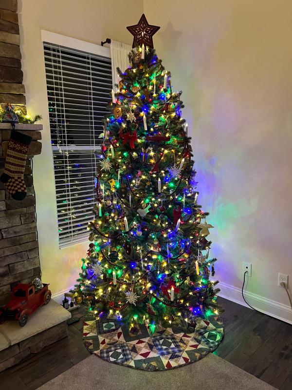 7 1/2 ft Vermont White Spruce multicolor led lights