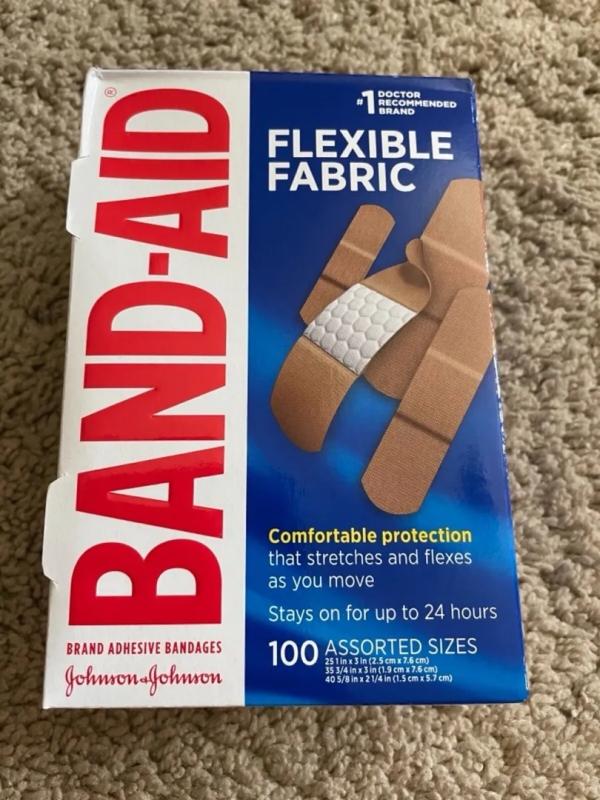 Band-Aid Brand Flexible Fabric Adhesive Bandages, Assorted Sizes, 100 Count