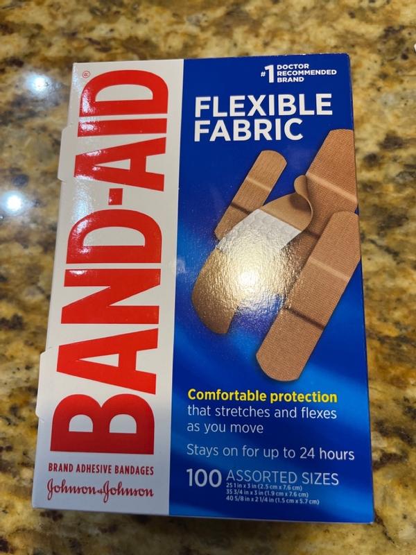 Band Aid Brand Flexible Fabric Adhesive Bandages for Wound Care & First Aid  Assorted Sizes 100 Ct Beige-1