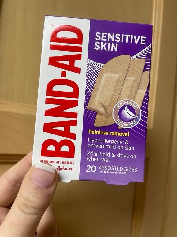 Band-Aid Brand Adhesive Bandages for Sensitive Skin, Assorted, 20 ct
