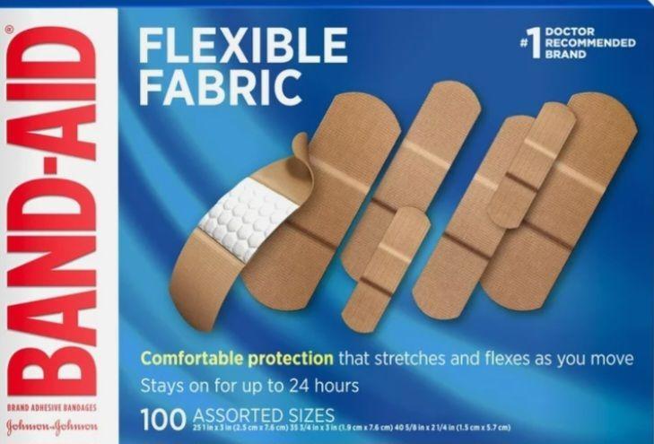 Band Aid Flexible Fabric Bandages Assorted Sizes, 50 pack –