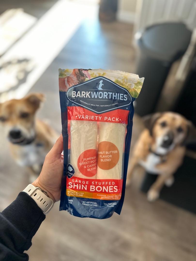 Barkworthies 5 6 Stuffed Shin Bones Variety Pack Dog Chews Count of 2 Petco