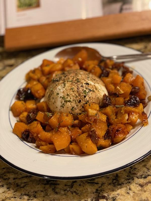 Caramelized butternut squash with burrata