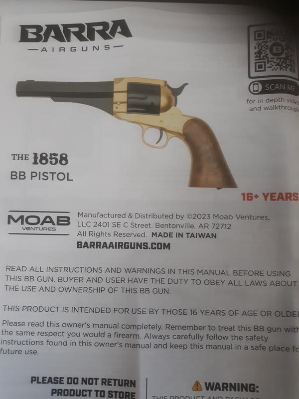 Barra Airguns | 1858 Western CO2 BB Pistol Kit - Black | Cowboy Series