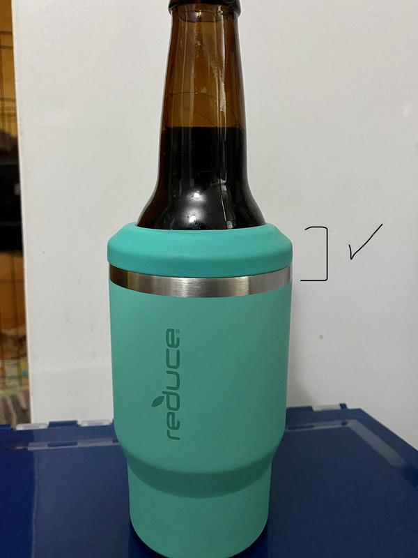 Reduce Can Cooler - 4-in-1 Stainless Steel Can Holder & Beer Bottle Holder, 4 Hours Cold - The Drink Cooler for 12oz Slim Cans, Regular Cans, Bottles