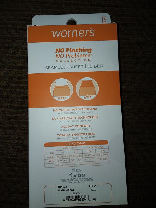 Warner's Size Chart for Stockings