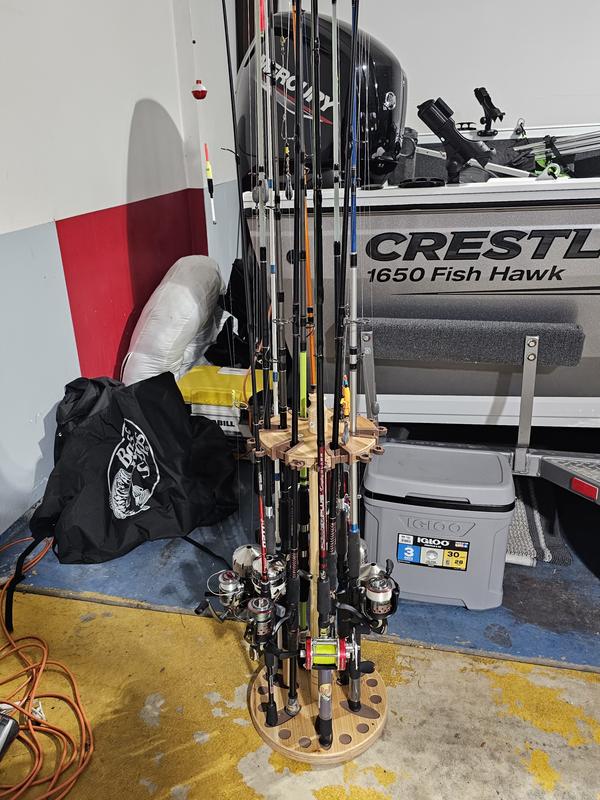 Rush Creek Creations 24 Fishing Rod Round Wood Storage Rack