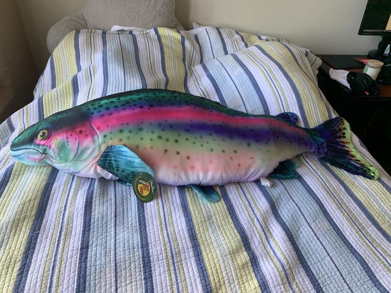 Simulation Rainbow Trout Plush Toy - 17”Realistic Colorful Rainbow Trout  Fish Plush Stuffed Toys Figure, Super Soft Depth Ocean Animals Plush Dolls