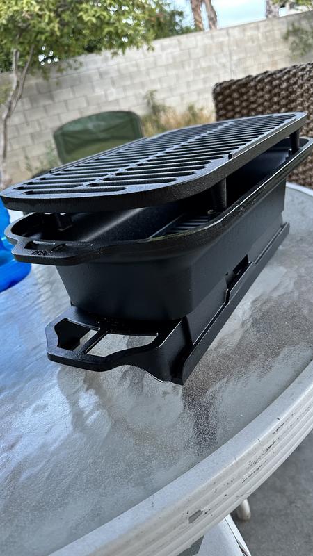 Lodge Seasoned Sportsman's Pro Portable Cast Iron Charcoal Grill in Black  LSPROG - The Home Depot
