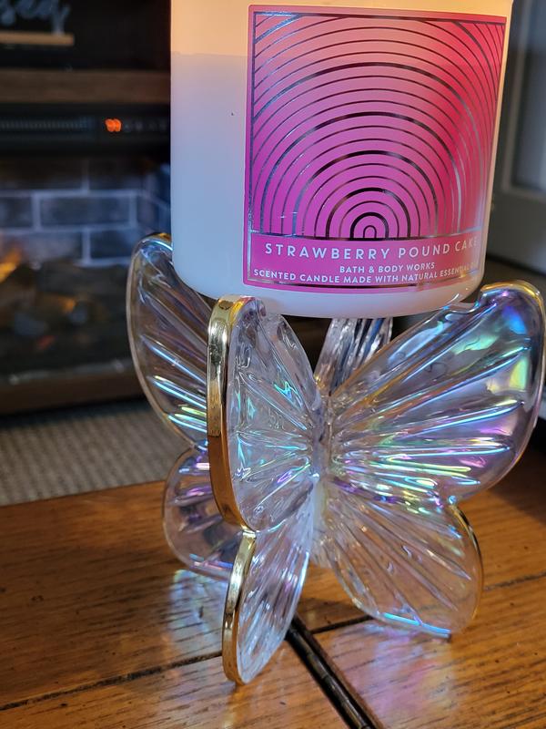 Glass Butterfly 3-Wick Candle Holder