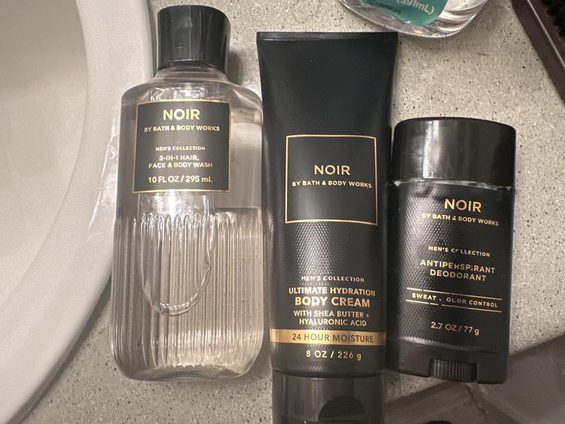 BATH & BODY WORKS MENS NOIR SPRAY BODY CREAM LOTION 3-in-1 HAIR FACE & BODY  WASH