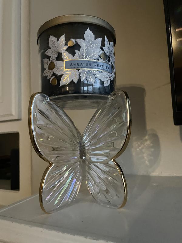 Glass Butterfly 3-Wick Candle Holder