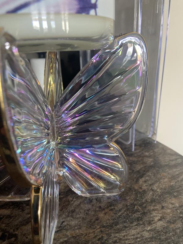 Glass Butterfly 3-Wick Candle Holder