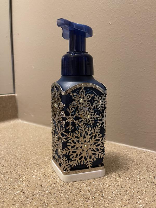 BATH & BODY WORKS BLUE SPARKLING SNOWFLAKES SOAP HOLDER FOR GENTLE FOAMING  SOAP