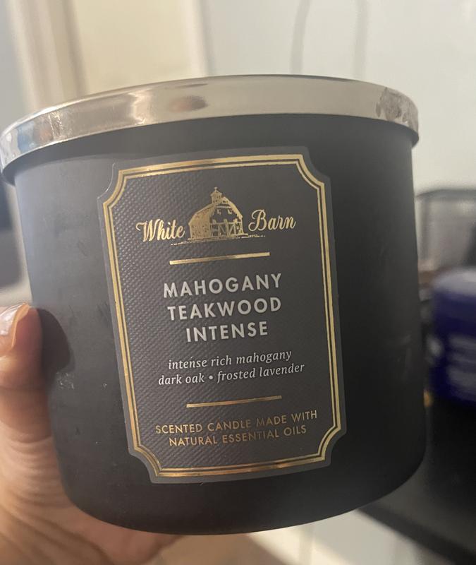 Mahogany Teakwood Increased Intensity 3-Wick Candle - White Barn