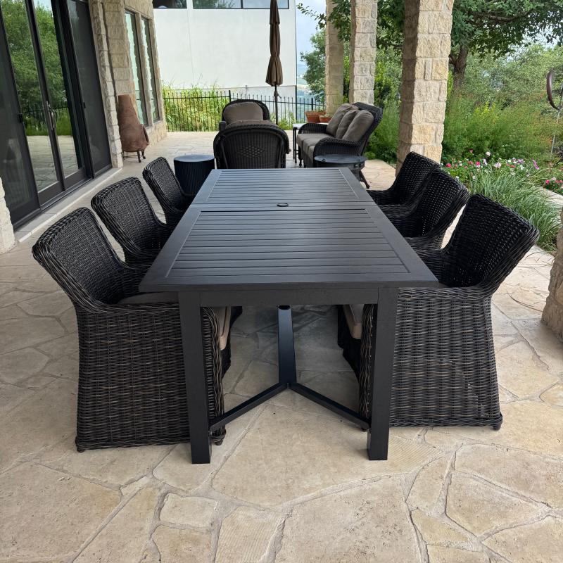 Atlantis 118 X 40 Inch Aluminum Extendable Dining Table in Walnut