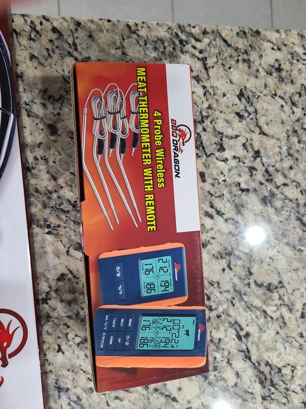 2 Piece Wireless Meat Thermometer with Remote, 4 High Temperature Probes -  BBQ Dragon