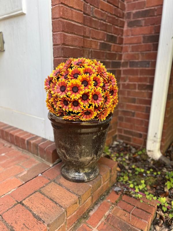 Wicker Park S/2 Oversized Golden Sunflower Spheres - QVC.com