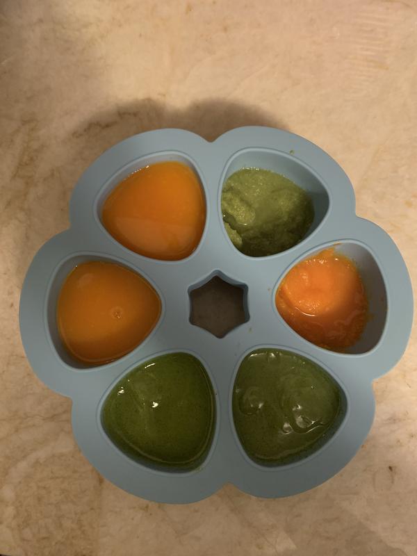 Parsnip, butternut squash, carrot and zucchini purées