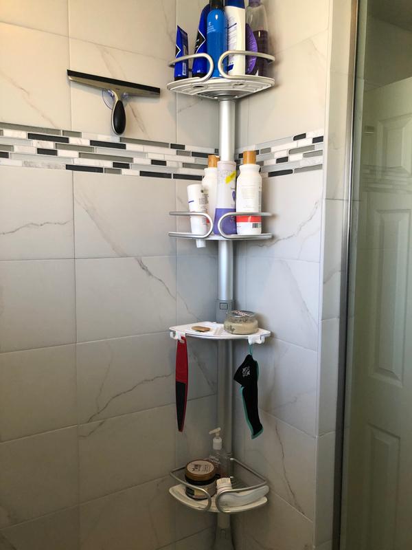 OXO 4Tier Anodized Aluminum Tension Pole Shower Caddy Bed Bath and