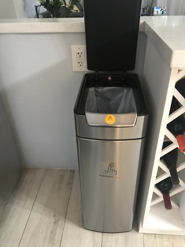 simplehuman® Slim Brushed Stainless Steel 40Liter Touch Bar Trash Can