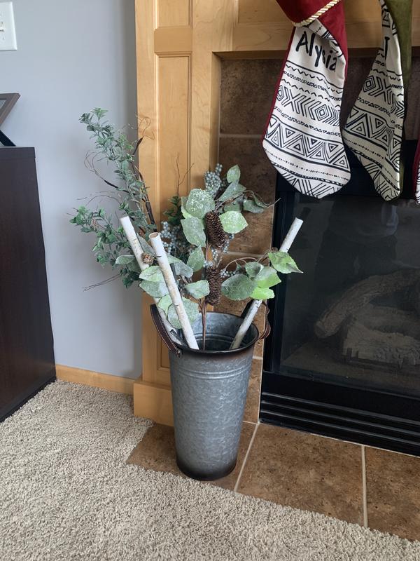 Rustic Galvanized Hammered Metal Vase with Strap Handles Bed Bath and