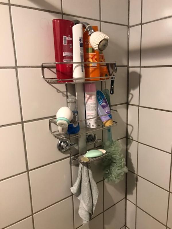 simplehuman® Adjustable Medium Shower Caddy in Silver Bed Bath and