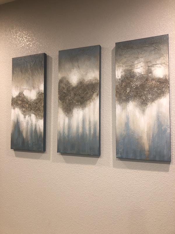 Madison Park Blue Luminous Hand Painted 15Inch x 35Inch Canvas Wall