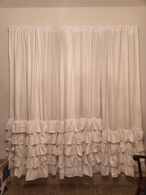 Allison Ruffle Light Filtering 84Inch Rod Pocket Window Curtain Panels