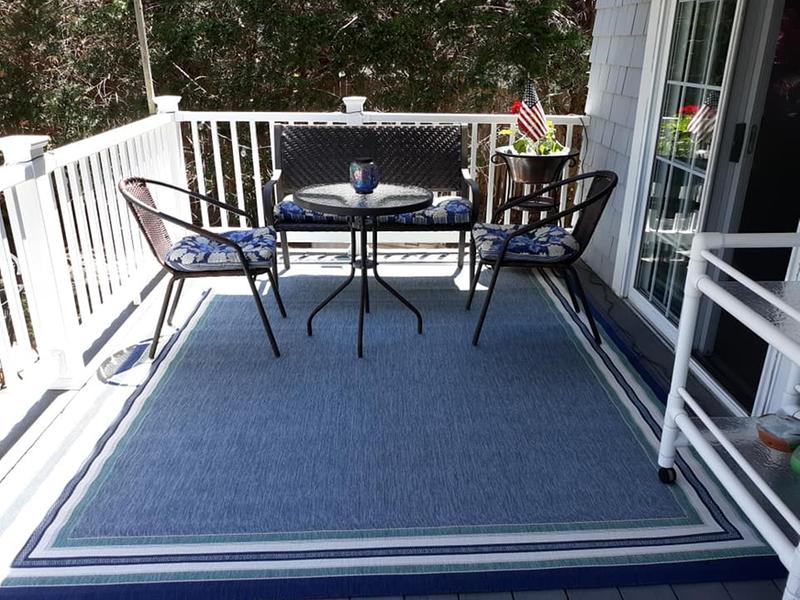 Miami Border Stripe Indoor/Outdoor Area Rug in Blue Bed Bath and