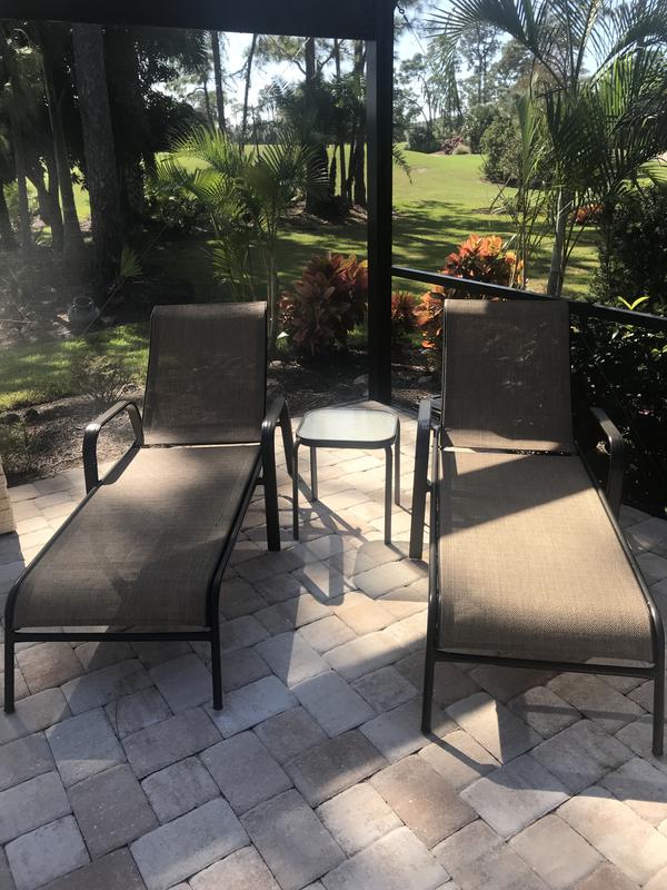 Never Rust Outdoor Aluminum Sling Chaise Lounge in Brown Bed Bath and