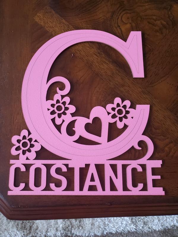 Initial and Flowers Wood Wall Plaque in Pink buybuy BABY