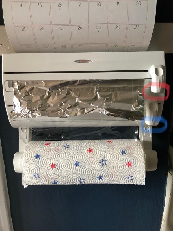 Leifheit Wall Mount Paper Towel Holder with Plastic Wrap, Foil