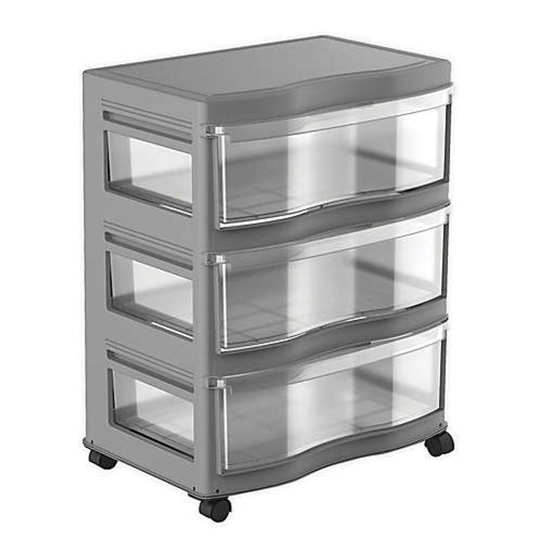 Simply Essential 3 Drawer Wide Chest, 3 Drawer Plastic Storage Unit With Wheels