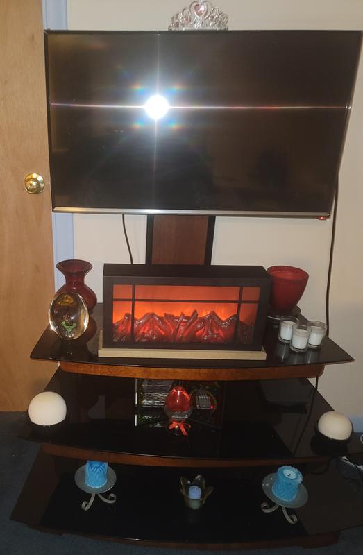 Greyson Home Decorative LED Tabletop Fireplace in Black/Wood Bed Bath