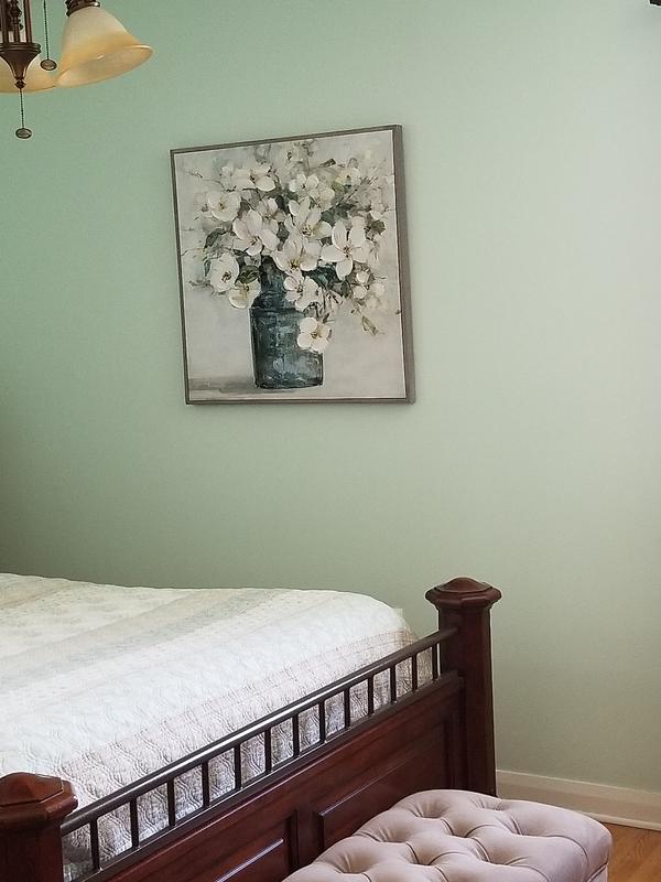 White Florals 31Inch Square Framed Canvas Wall Art Bed Bath and