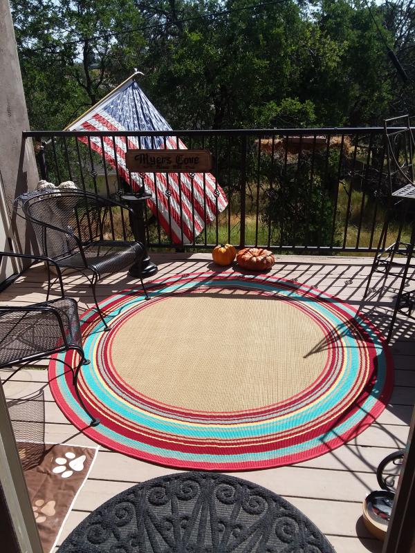 Miami Border Stripe Indoor/Outdoor Rug in Beige Multi Bed Bath and