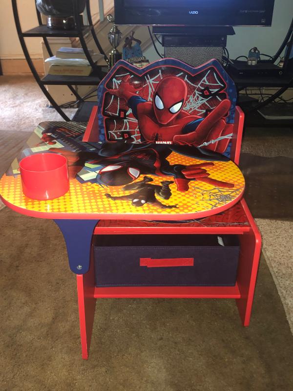 Details about   Spiderman Kids School Table Desk And Chair with Storage Bin Box Set For Boys New 