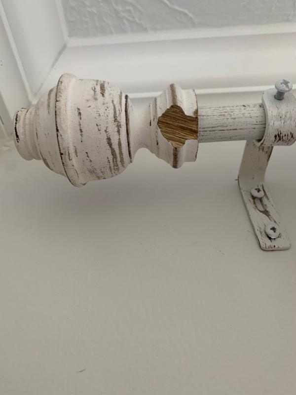 The Farmhouse Collection Cambridge Adjustable Curtain Rod in Distressed Ivory Bed Bath and