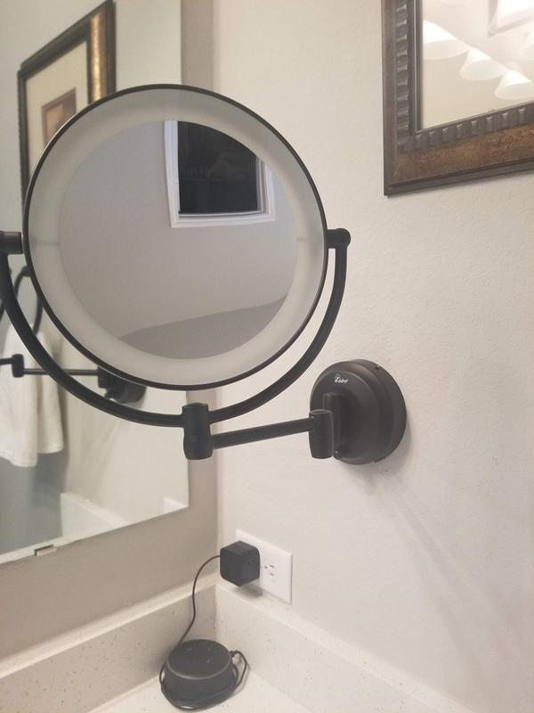 Zadro™ 10X/1X DualSided Round LED Lighted Wall Mount Mirror Bed Bath