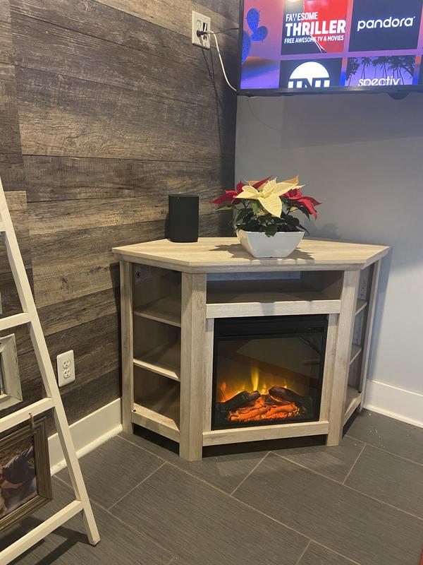 Forest Gate 48" Noah Traditional Corner Fireplace TV Stand in Brown