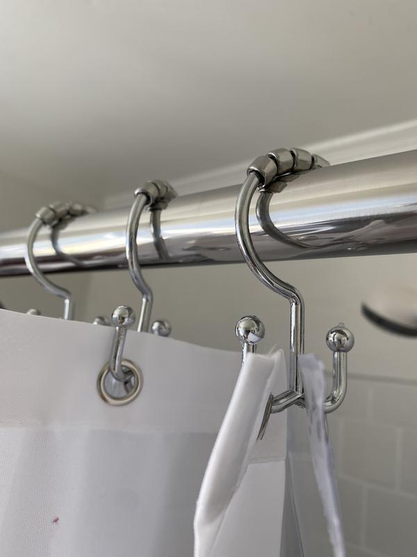 TITAN® NeverRust® Aluminum Double Roller Shower Curtain Hooks in Nickel