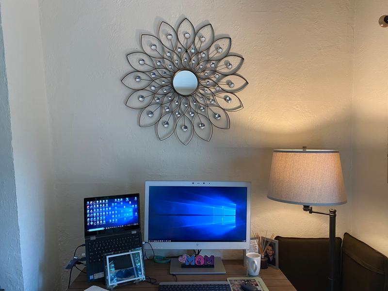 Stratton Home Décor 34Inch Round Decorative Flower Wall Mirror in