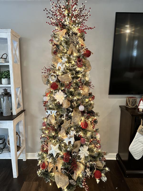 National Tree Company 71/2Foot PreLit Glittery Bristle Pine Slim