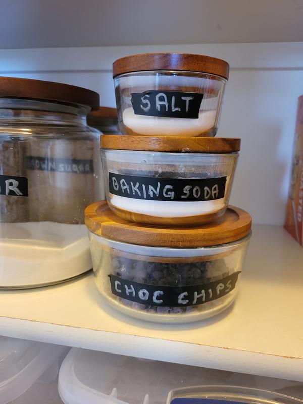 Pyrex® 6piece Glass Food Storage Container Set with Wood Lids Bed