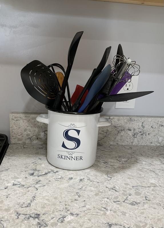 Elegant Stainless Steel Utensil Holder in White Bed Bath and Beyond