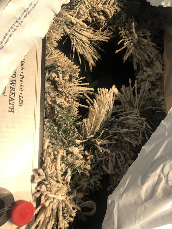 Bee & Willow™ 24Inch Modern Flocked Artificial PreLit LED Wreath in