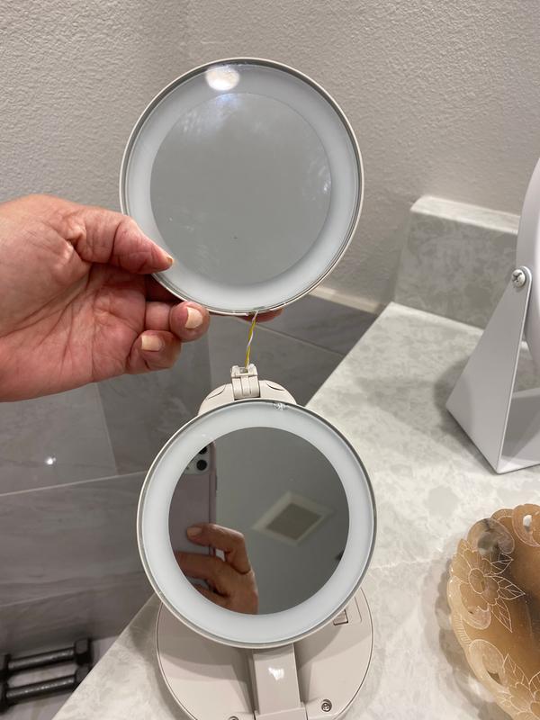 Zadro® 1x/10x LED Lighted Travel Mirror in White Bed Bath & Beyond