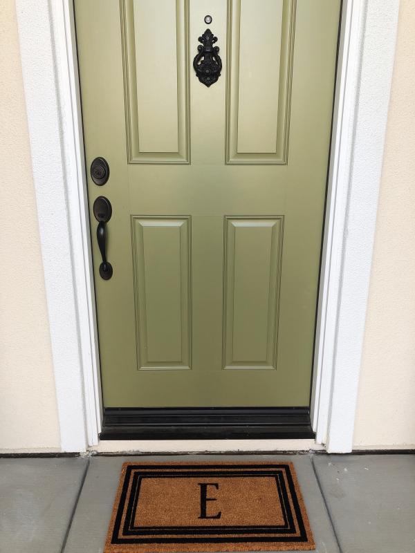 Rubber Door Mat Frame and Flocked Monogram Letter Inserts Bed Bath